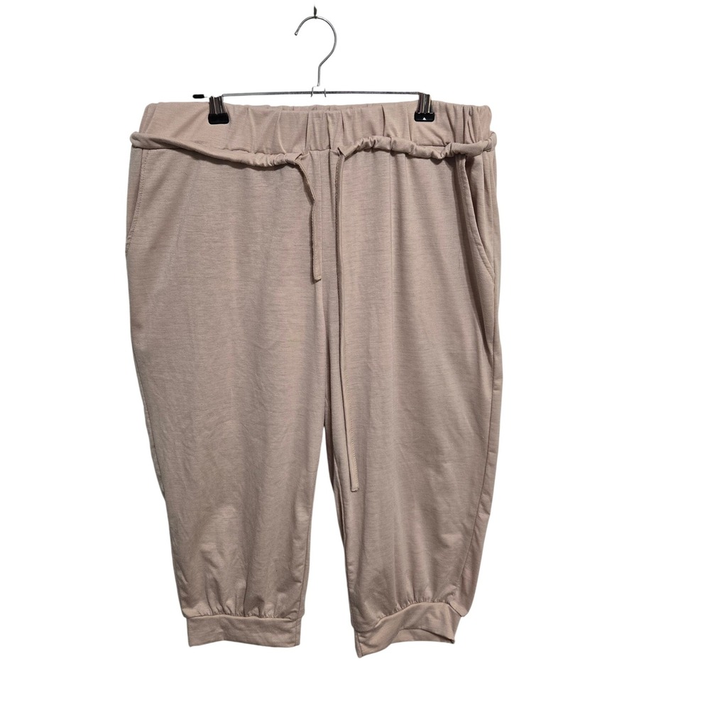 Unbranded Women XL Tan Beige Mauve Cropped Joggers Elastic Waist Drawstring Pant